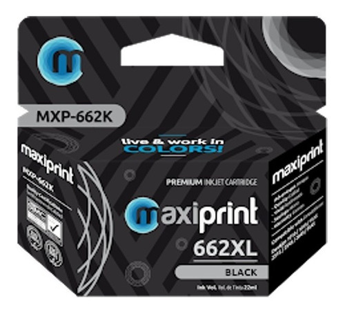 Cartucho De Tinta Maxiprint 662xl Negro Compatible Con Hp