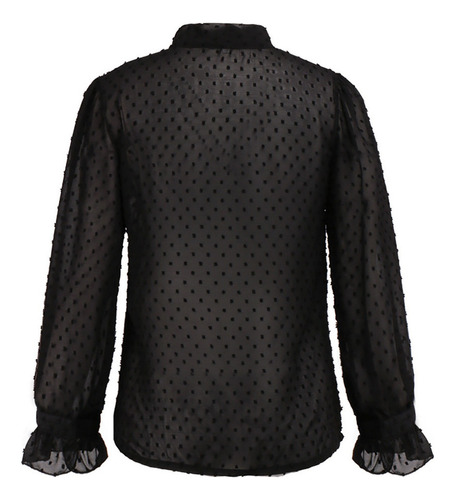 .1 D Camisa Con Cuello En V Sexy Con Malla Transparente Y