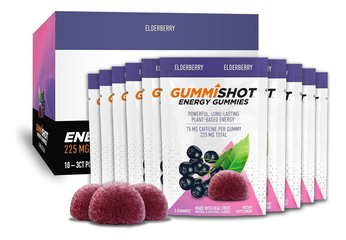 Gummishot Gomitas Energéticas De Cafeína 30 Gomitas Sabor Elderberry