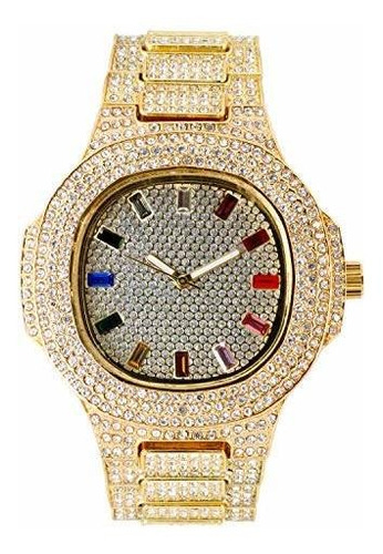 Reloj De Ra - Reloj De Diamantes Helado Para Hombre Con Esfe