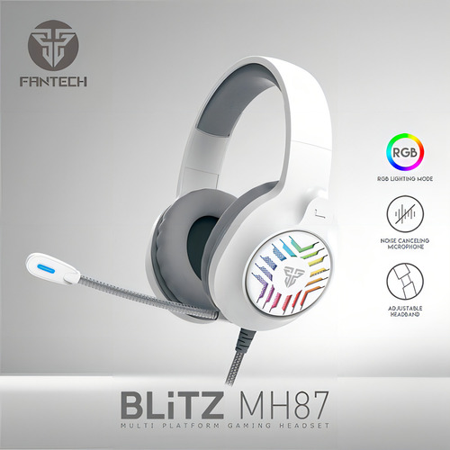 Headset Fantech Blitz Mh87 Auricular Gamer Pc Ps4 Microfono Color Blanco