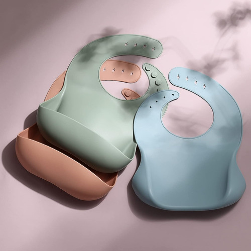 Juego De 3 Baberos De Silicona Para Bebés Y Niños Pequeños,