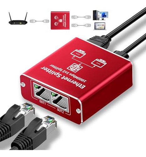 Pack De Divisores Ethernet 1 A 2 1000 Mbps Para Red Gigabit