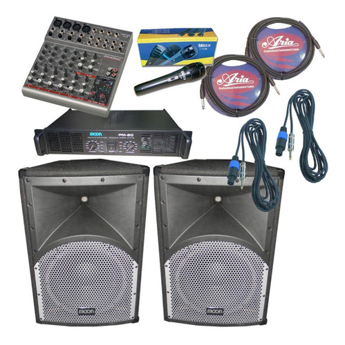 Combo Sonido Dj Banda - Mixer Potencia - Cajas - Microfono