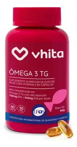 Ômega 3 1000Mg Tg Selo Ifos Epa Dha Vhita 60 Cáps