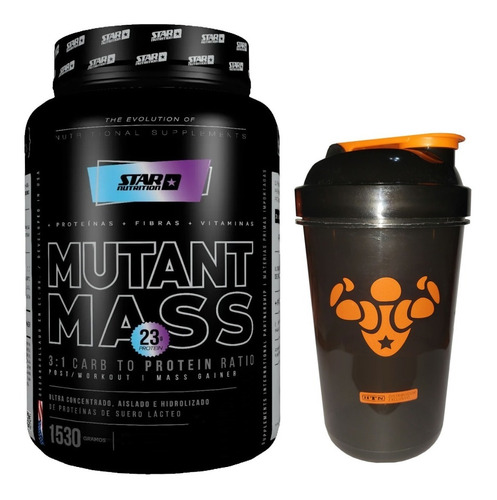 Mutant Mass 1.5 Kg Star Nutrition + Vaso A Rosca Shaker