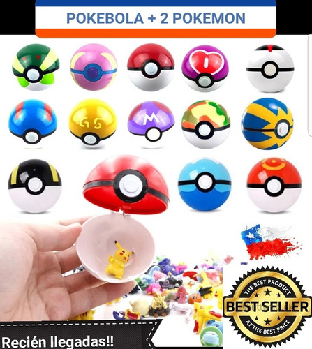 Pokebola (7cm) + 2 Pokémon (todo Al Azar)