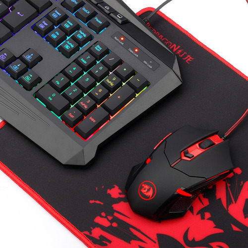 Kit de teclado y mouse gamer Redragon S101-BA Español de color negro