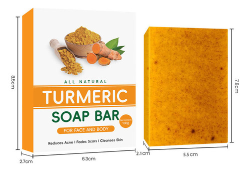 3 Tabletas De Jabón De Cúrcuma Y Limón, Jabón De Cúrcuma Par