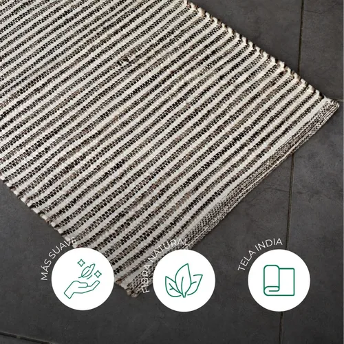 Alfombra De Ambiente 100% Algodón 50x80cm - Mintt Diseño de la tela Celeste a Rayas