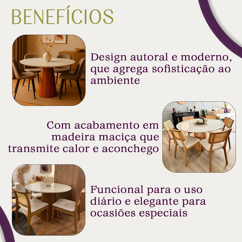 Mesa Jantar Cone Verniz Tampo Redondo Laca Com Vidro 135cm