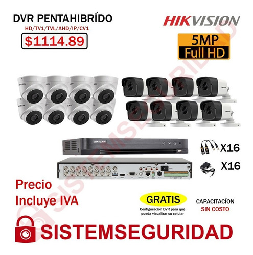 Imagen 7 de 7 de Kit 2 4 6 8 10 16 Camaras De Seguridad 5mp Cctv Hikvision