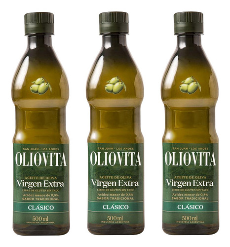 Aceite De Oliva Virgen Extra Oliovita Botella 500ml Pack X3