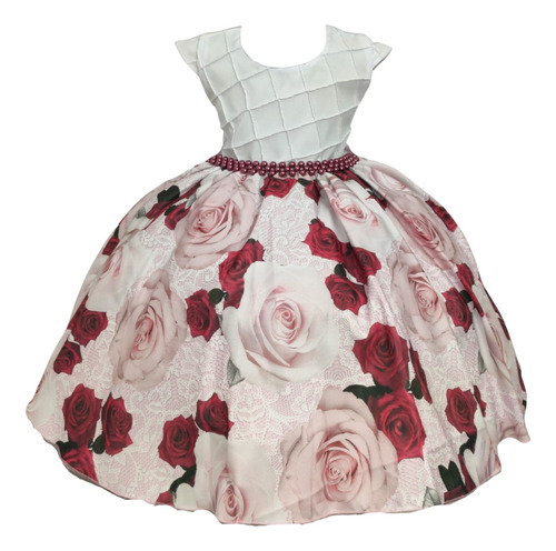 Vestido Infantil Casamento Formatura Daminha Floral Marsala 