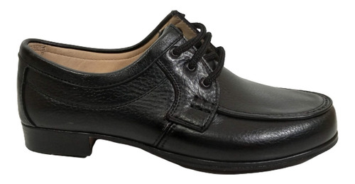 Imagen 1 de 6 de Zapato Cuero Negro Clásico Media Suela Con Cordón Hombre