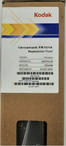 Kodak Versamark Fr1014 5 Bottles Item 012660 B8-1 Ccg