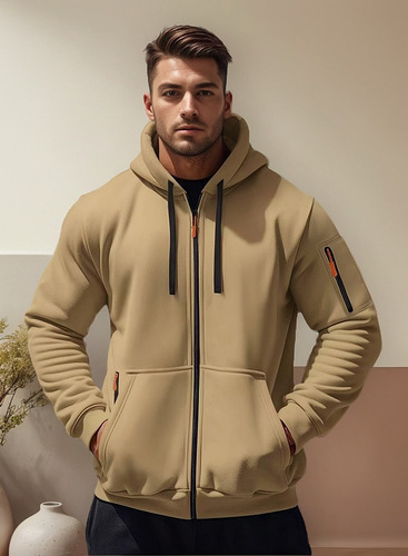 Sudadera Para Hombre Con Gorro Ajustable Moderno