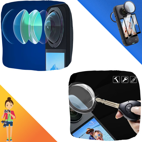 Protetor De Tela + Protetor De Lente Uv Para Insta360 X3 Vibe Shoot