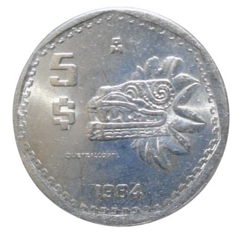 México 5 Pesos Quetzalcóatl 1984  I3r#1