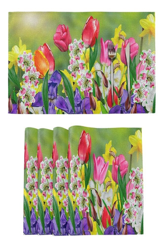 Vdsrup Tulipanes De Primavera Flores Manteles Individuales J