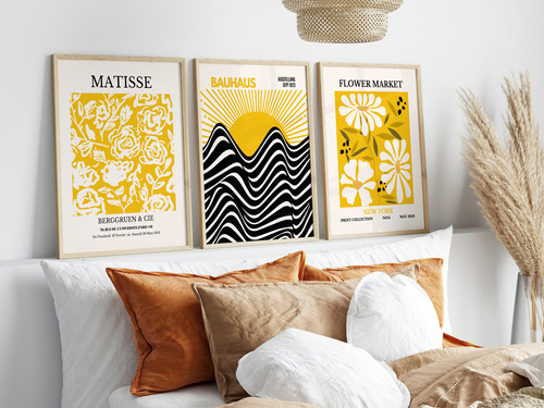 Cuadros Flower Market, Bauhaus, Matisse Yellow  Set X 3