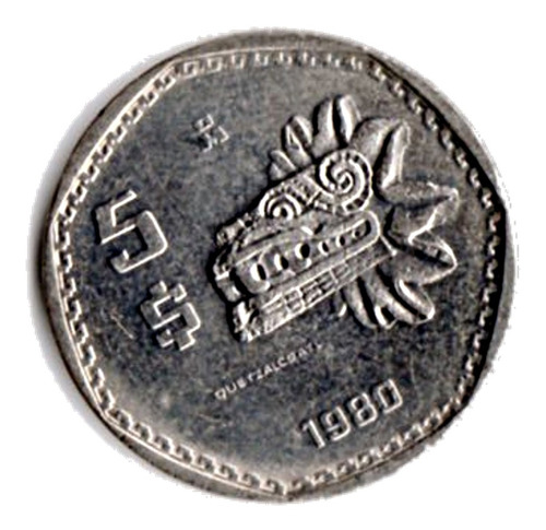 Moneda 5 Pesos Quetzalcoalt Nueva Año  1980  O 1981  O 1984