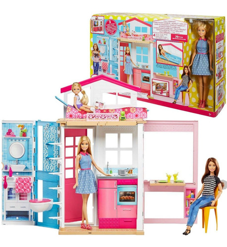 Set De Juego Barbie Casa Glam 2 Pisos Muñeca Y Accesorios