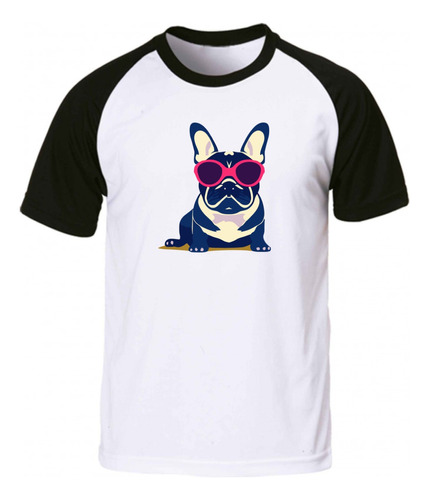 Remera Blanca Ranglan Sublimada Bulldog Frances