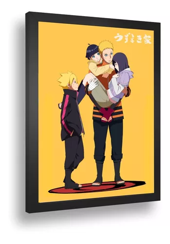 Quadro decorativo Emoldurado Desenho Hinata e Naruto Anime Arte