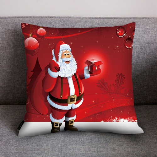 Funda De Almohada De Poliéster Con Estampado De Feliz Navida