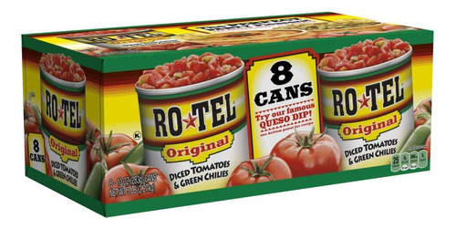 Ro-tel Tomates En Cubitos Y Chiles Verdes De 10 Oz, 8 Unidad