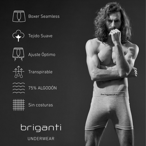 Imagen 9 de 10 de Pack X3 Boxer Hombre Algodon Briganti Calzoncillos Hxim09533