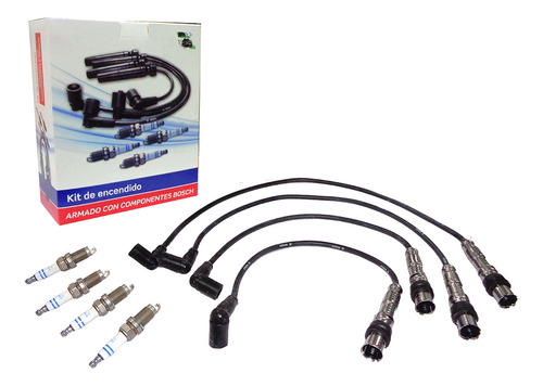 Kit Cables + 4 Bujías Para Volkswagen Suran 1.6 10/14 Bosch