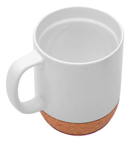 Taza De Cerámica Mate Con Base De Corcho Removible 300ml Color Blanco
