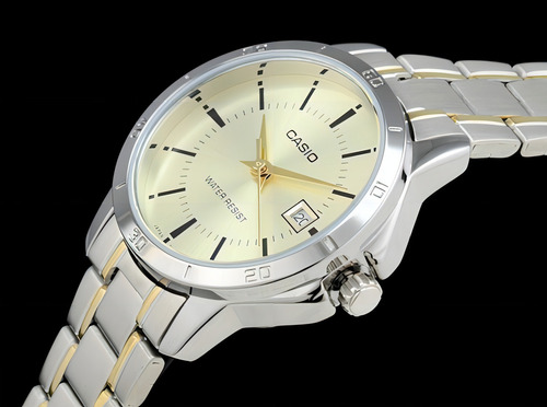 Reloj Casio De Dama Modelo Ltp-v004 Metal Combinado Color del bisel Plateado Color del fondo Dorado