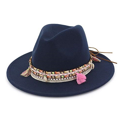 Sombrero Fedora De Fieltro Para Mujer Talla M Azul