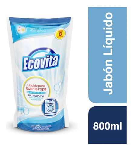 Jabón Liquido Ecovita Baja Espuma Repuesto 800 Cc.
