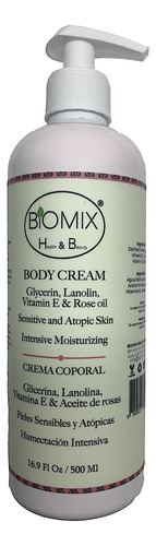 Biomix Health & Beauty - Crema Corporal De Rosa Y Vitamina E Piel Sensible Y Atópica 500ml