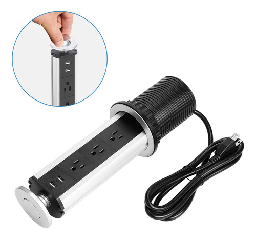 Multicontacto Torre Usb, Para Cocina, Oficina O Casa 15a