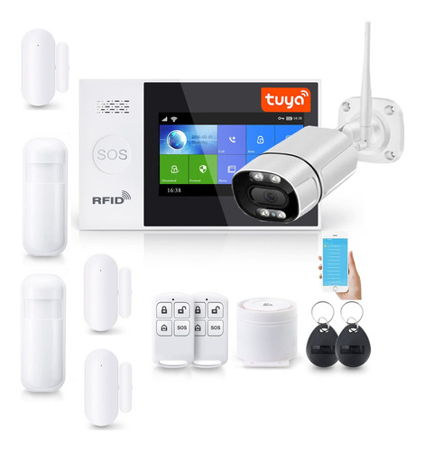 Kit De Alarma Wifi Gsm Tuya Smart Wg107t Con Cámara Smart