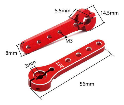 Cnc Metal Rc Servo Horn Rc Vehículo Dirección Servo Rojo