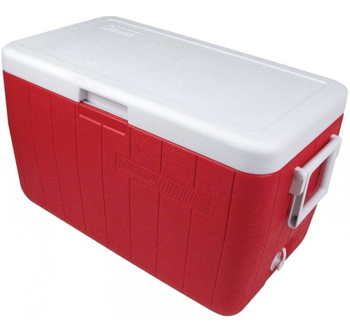 Caixa Térmica 45,4 L Coleman 48 Qt Vermelho E Carrinho Mor
