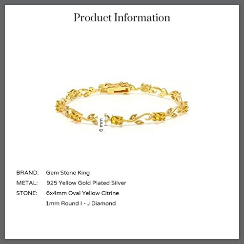 Gem Stone King Pulsera De Tenis De Vid Griega Con Citrino Ov