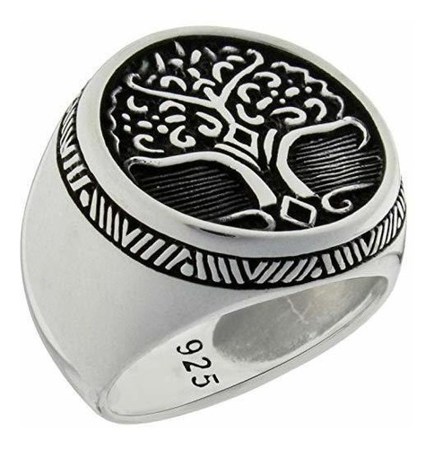 Anillo De Sello Del Árbol De La Vida De Plata De Ley 925 Mac