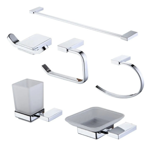 Set Kit Accesorios Baño Peirano 6 Piezas Linea 13006 Cromado