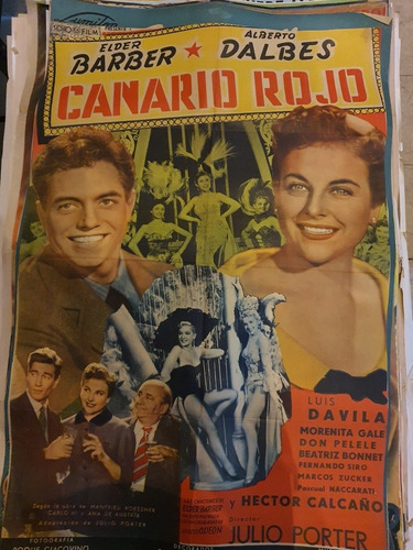 1 Antiguo Afiche De Cine Original-canario Rojo 505