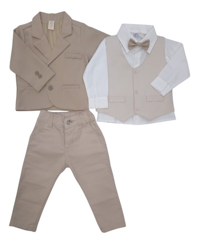 Conjunto Traje De Vestir Bebe Varon Bautismo Fiesta Beige 24-36 18-24