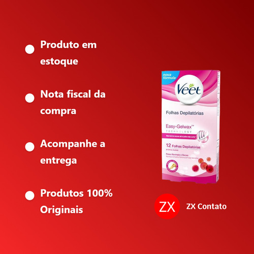 Veet Cera Fria Corporal Peles Normais C/ 12 Folhas