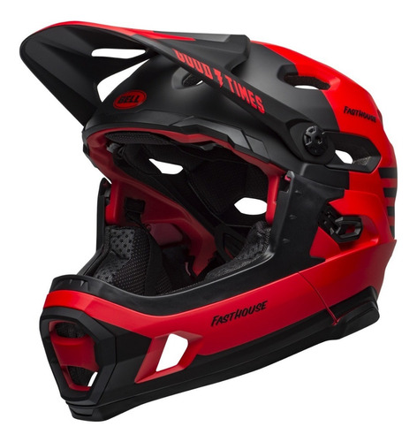 Casco Bicicleta Downhill Super Dh Spherical Ventilacion Bell Color Rojo/negro Talla M