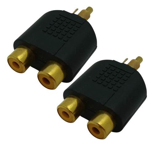 Kit 2 Peças Adaptador Rca Macho P/ 2 Jack Rca Femea